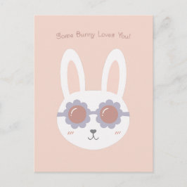 Cartão Postal Algum Coelhinho Ama Você Rosa