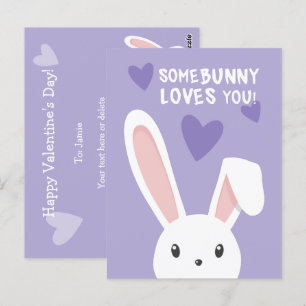 Cartão Postal Algum coelho te ama Valentines day de sala de aula