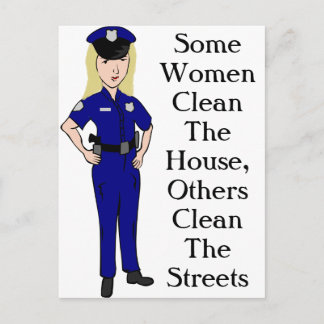 Cartão Postal Algumas Mulheres Limam Humor de Oficial de Polícia