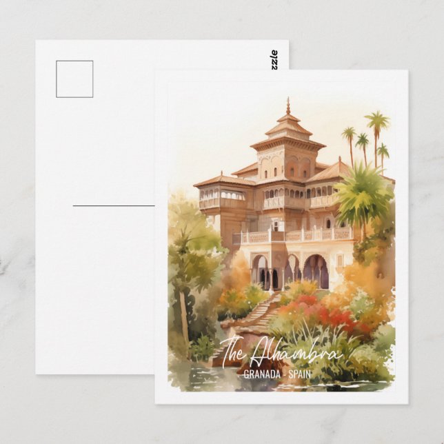 Cartão Postal Alhambra Granada Espanha Familiar Viagem (Frente/Verso)