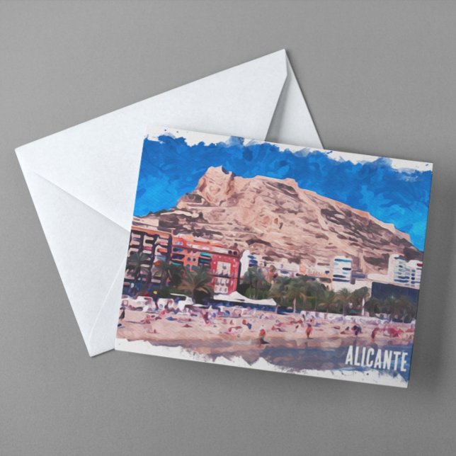 Cartão Postal Alicante Espanha Beach View Viagem (Alicante Spain Beach Scenery Postcard)
