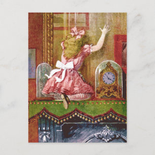 Cartão Postal Alice cai através do espelho