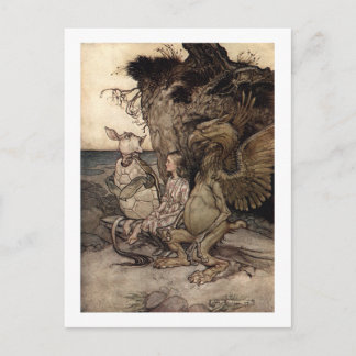 Cartão Postal Alice com o Grifo e a Falsa Tartaruga