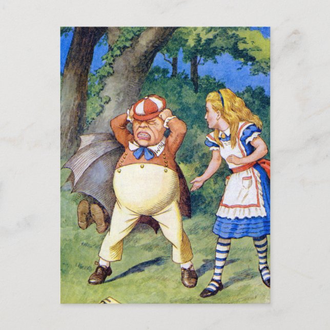 Cartão Postal Alice conhece Tweedledee em Wonderland (Frente)