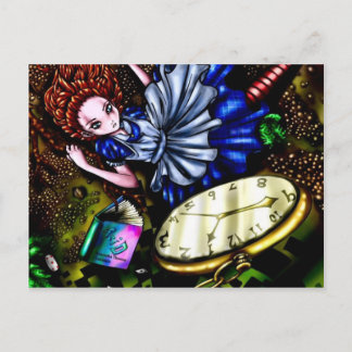 Cartão Postal Alice Down Rabbit Hole