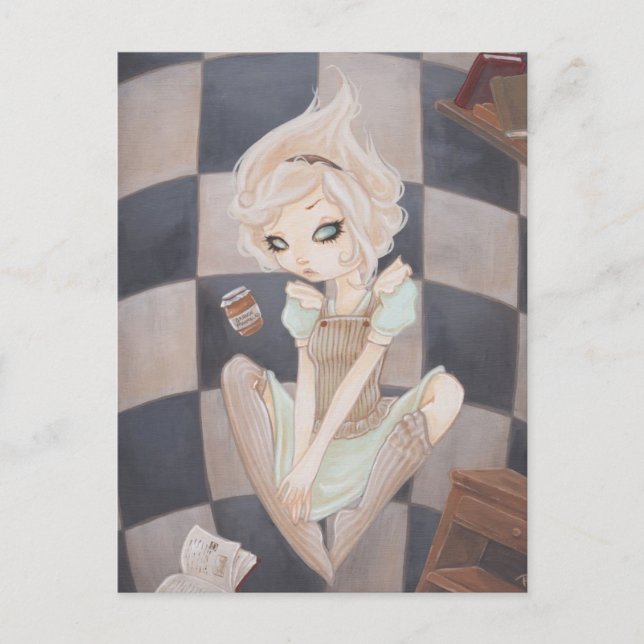 Cartão Postal Alice Down Rabbit Hole maravilha do cartaz (Frente)