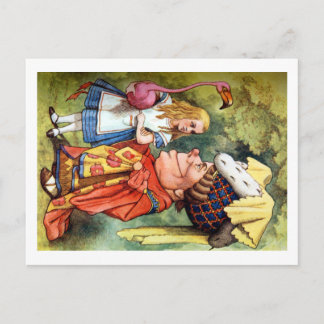 Cartão Postal Alice e a Duquesa Jogam Flamingo Croquet