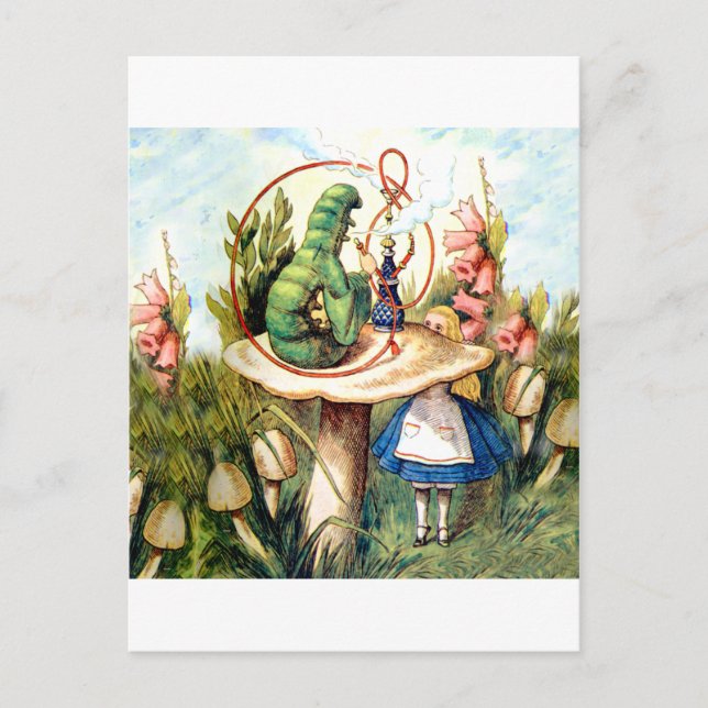Cartão Postal Alice e a lagarta na Terra das Maravilhas (Frente)