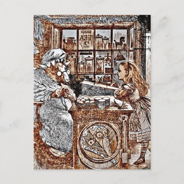 Cartão Postal Alice e a Ovelha de tricô (Frente)