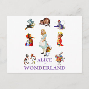 Cartão Postal Alice e Amigos do País das Maravilhas