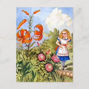 Cartão Postal Alice e as Flores Falantes na Terra das Maravilhas