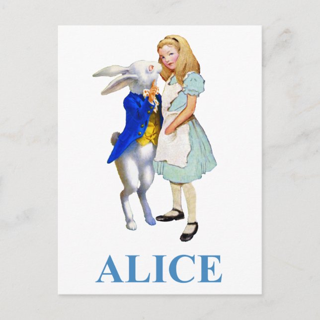 Cartão Postal Alice e o Coelho Branco no País das Maravilhas (Frente)