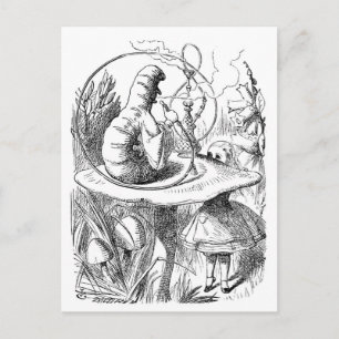 Cartão Postal Alice encontra a lagarta - Alice no País das Marav