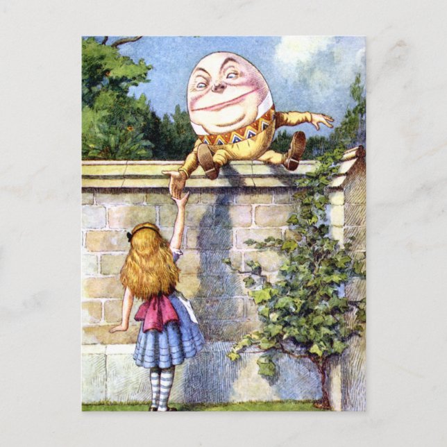CARTÃO POSTAL ALICE ENCONTRA HUMPTY DUMPTY (Frente)