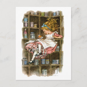 Cartão Postal Alice flutua abaixo do furo de coelho
