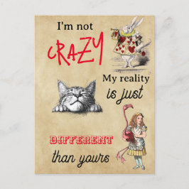 Cartão Postal Alice - Gato de Cheshire Não estou louco