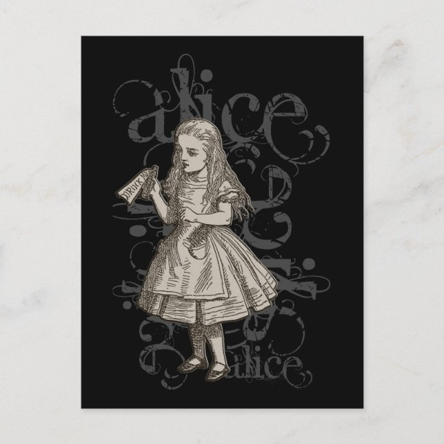 Cartão Postal Alice In Wonderland Grunge (Frente)