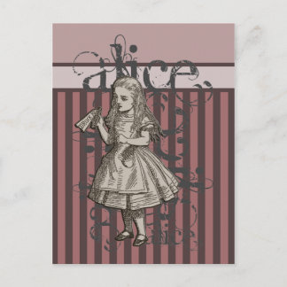 Cartão Postal Alice In Wonderland Grunge (Rosa)