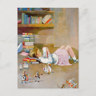 Cartão Postal Alice leva uma viagem para a Terra das Maravilhas