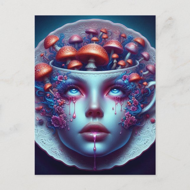 Cartão Postal Alice Mushroom Teacup (Frente)