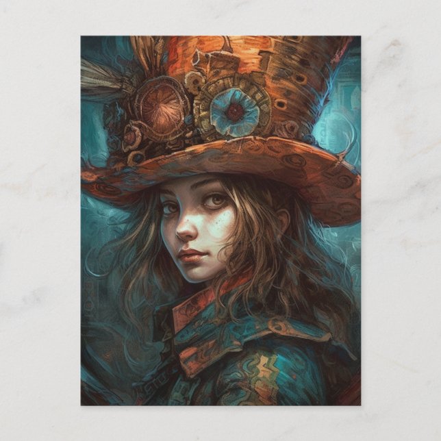 Cartão Postal Alice no melhor chapéu (Frente)