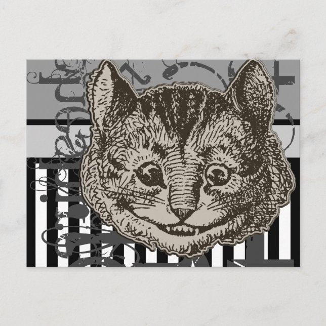 Cartão Postal Alice No País Das Maravilhas Cheshire Cat Grunge (Frente)