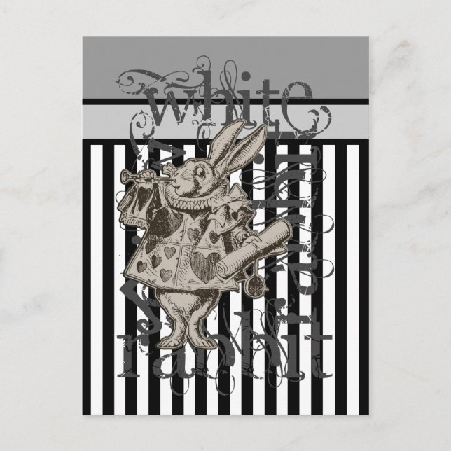 Cartão Postal Alice No País Das Maravilhas, Coelho Branco, Grung (Frente)