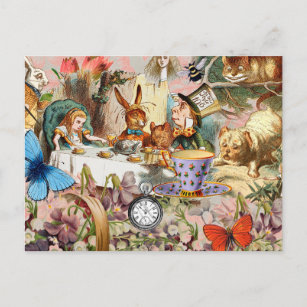Cartão Postal Alice no País das Maravilhas da Arte do Tea Party