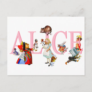 Cartão Postal Alice no País das Maravilhas e Amigos