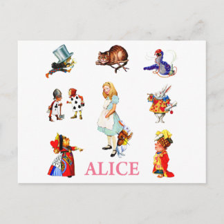 Cartão Postal Alice no País das Maravilhas e Amigos