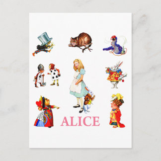 Cartão Postal Alice no País das Maravilhas e Amigos