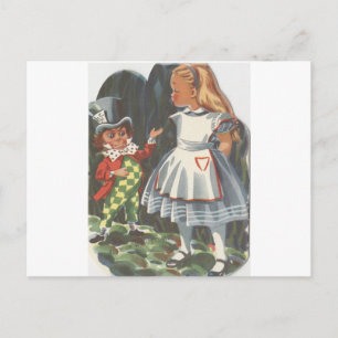 Cartão Postal Alice no País das Maravilhas e o Chapeleiro Maluco