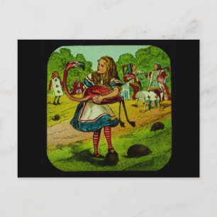 Cartão Postal Alice no País das Maravilhas Flamingo Croquet