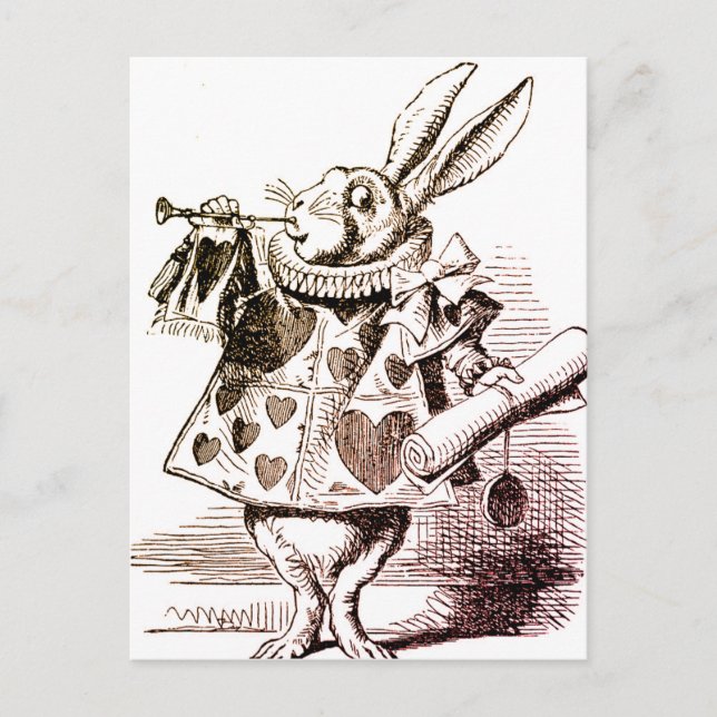 Cartão Postal Alice no País das Maravilhas Rabbit Rainha de Cora (Frente)