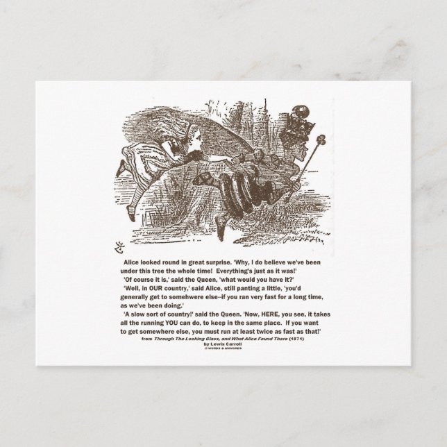 Cartão Postal Alice Red Queen Correndo Para Ficar No Mesmo Lugar (Frente)