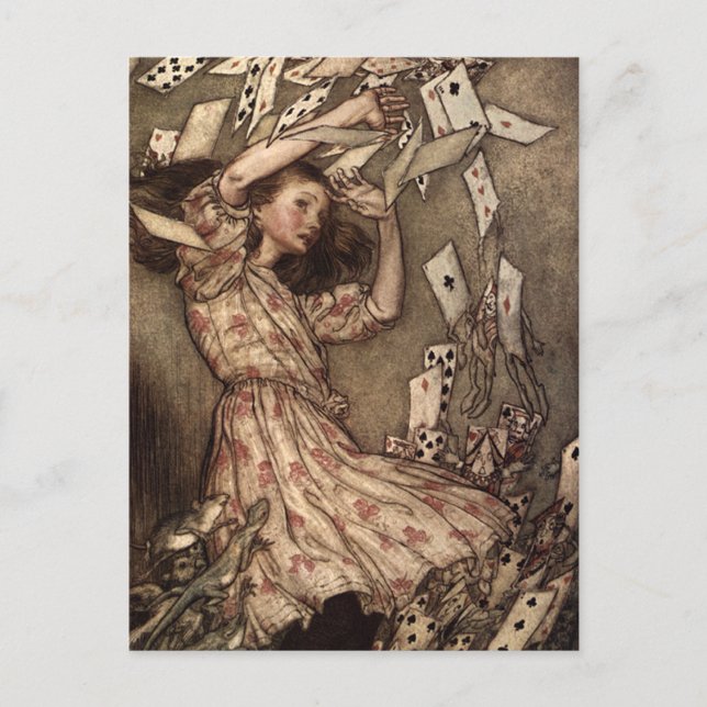 Cartão Postal Alice Swaged by Playing Cards (Frente)