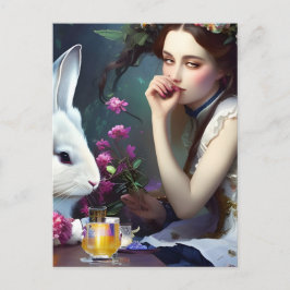 Cartão Postal Alices Tea Party With Rabbit Postcard