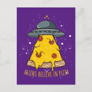 Cartão Postal Alienígena acredita na pizza