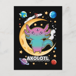 Cartão Postal Alienígena Axolotl Pastel Crescente do Espaço do G