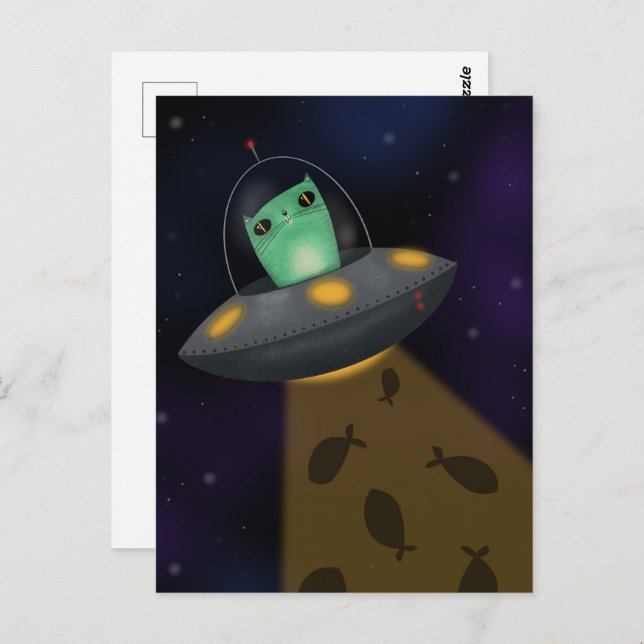 Cartão Postal Alienígena Cat (Frente/Verso)