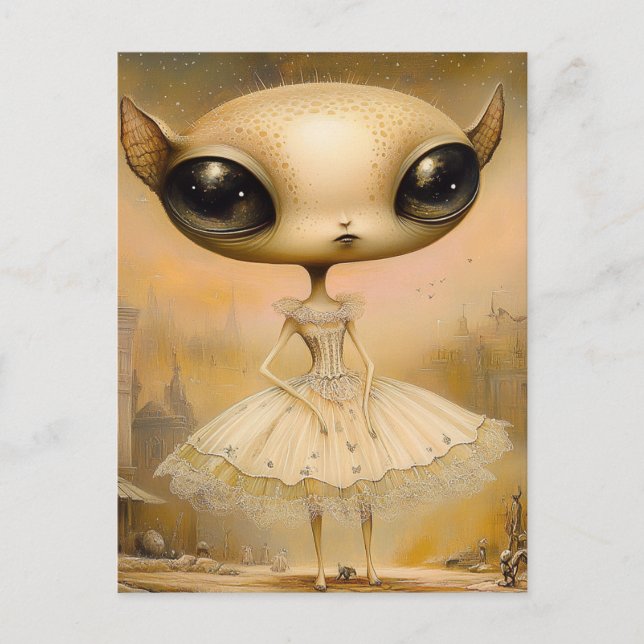 Cartão Postal Alienígena com um vestido rosa (Frente)
