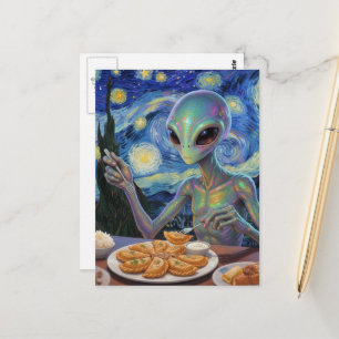 Cartão Postal Alienígena Comendo Perogies