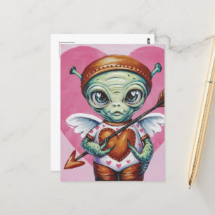 Cartão Postal Alienígena Cupid do namorados