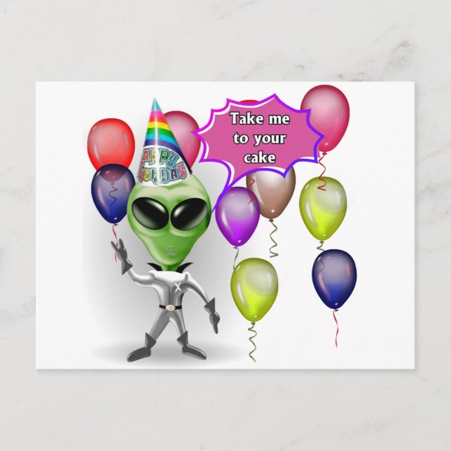 Cartão Postal Alienígena de aniversário (Frente)