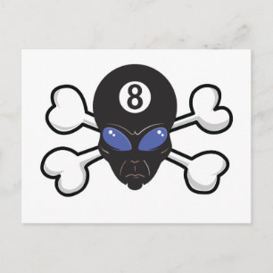 Cartão Postal alienígena de oito bolas Caveira e Crossbones