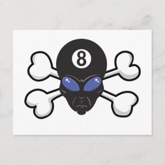 Cartão Postal alienígena de oito bolas Caveira e Crossbones