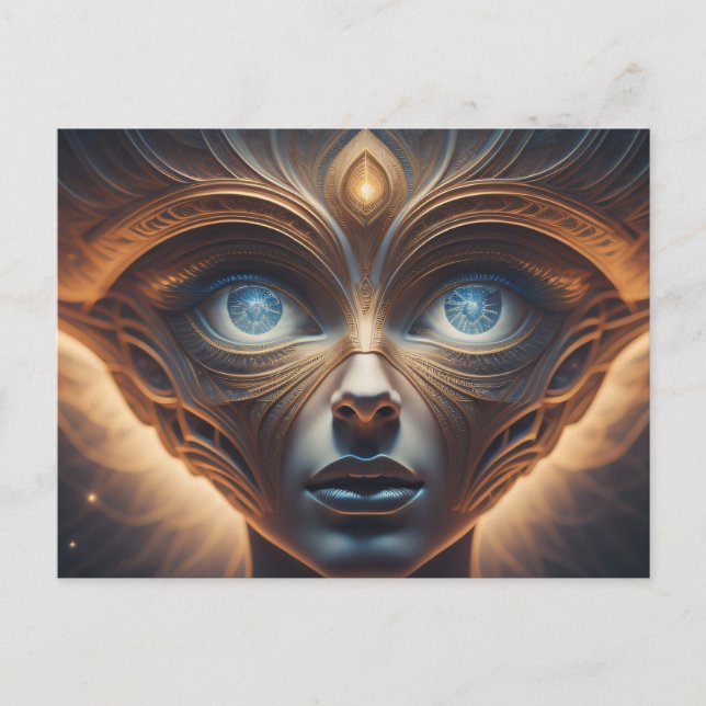 Cartão Postal Alienígena de olhos azuis (Frente)