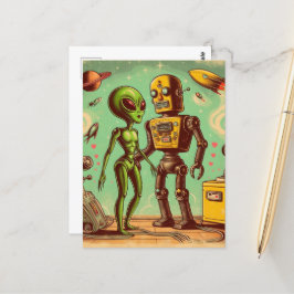 Cartão Postal Alienígena e Amor Retroativo Robô