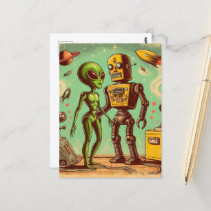 Cartão Postal Alienígena e Amor Retroativo Robô