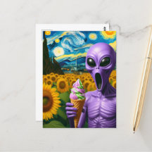 Alienígena Engraçada Com O Sorvete Faux Van Gogh